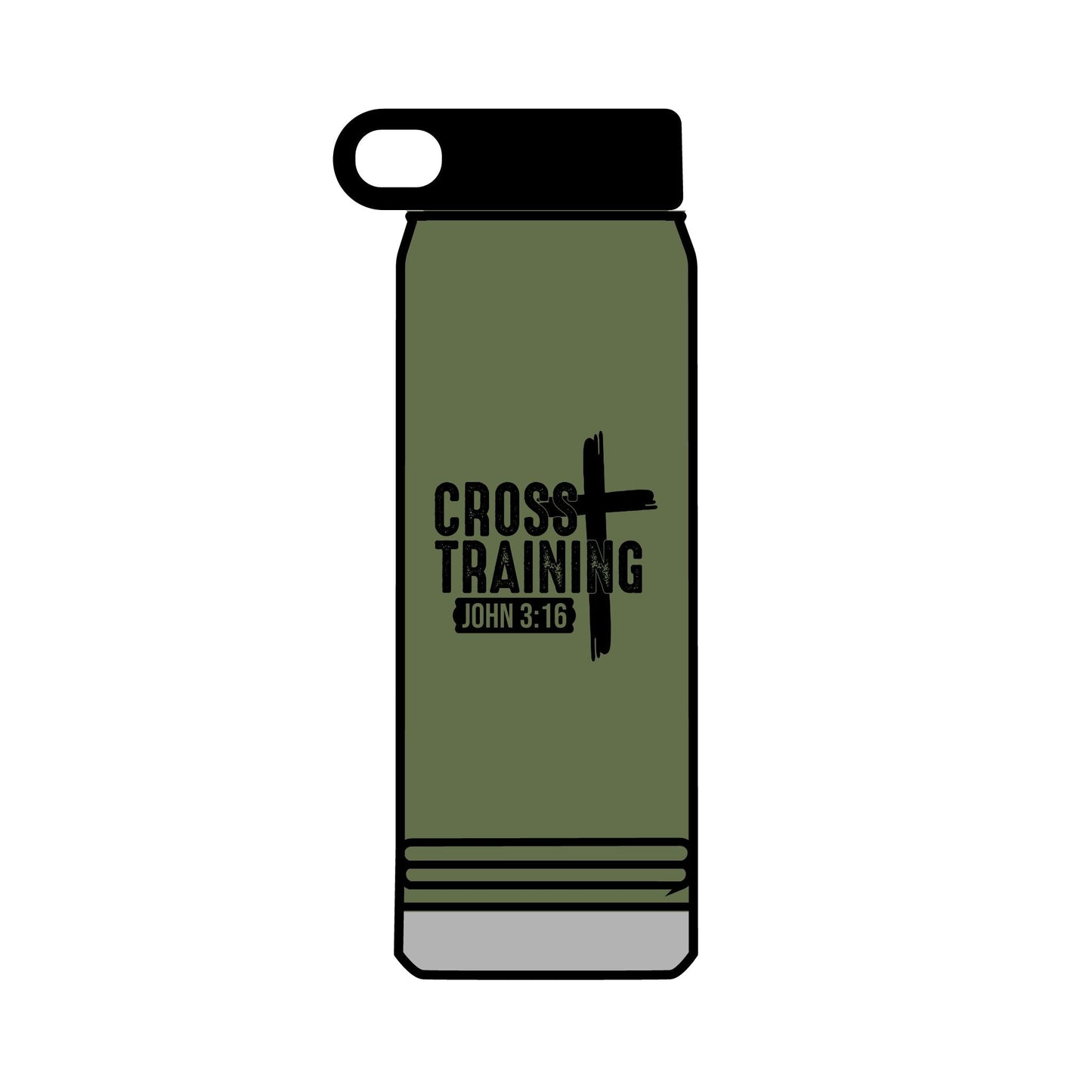 Christian Cross Training Water Bottle - John 3:16 Faith Fitness 32oz - Victory Thru Vision