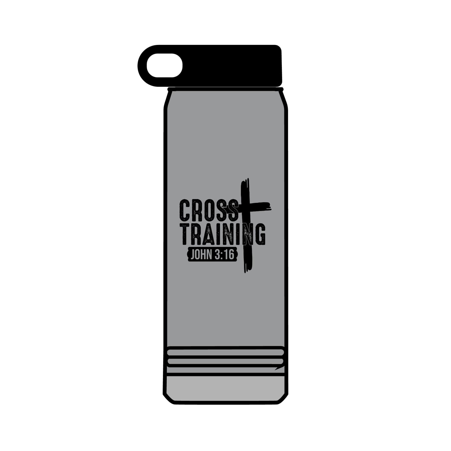 Christian Cross Training Water Bottle - John 3:16 Faith Fitness 32oz - Victory Thru Vision