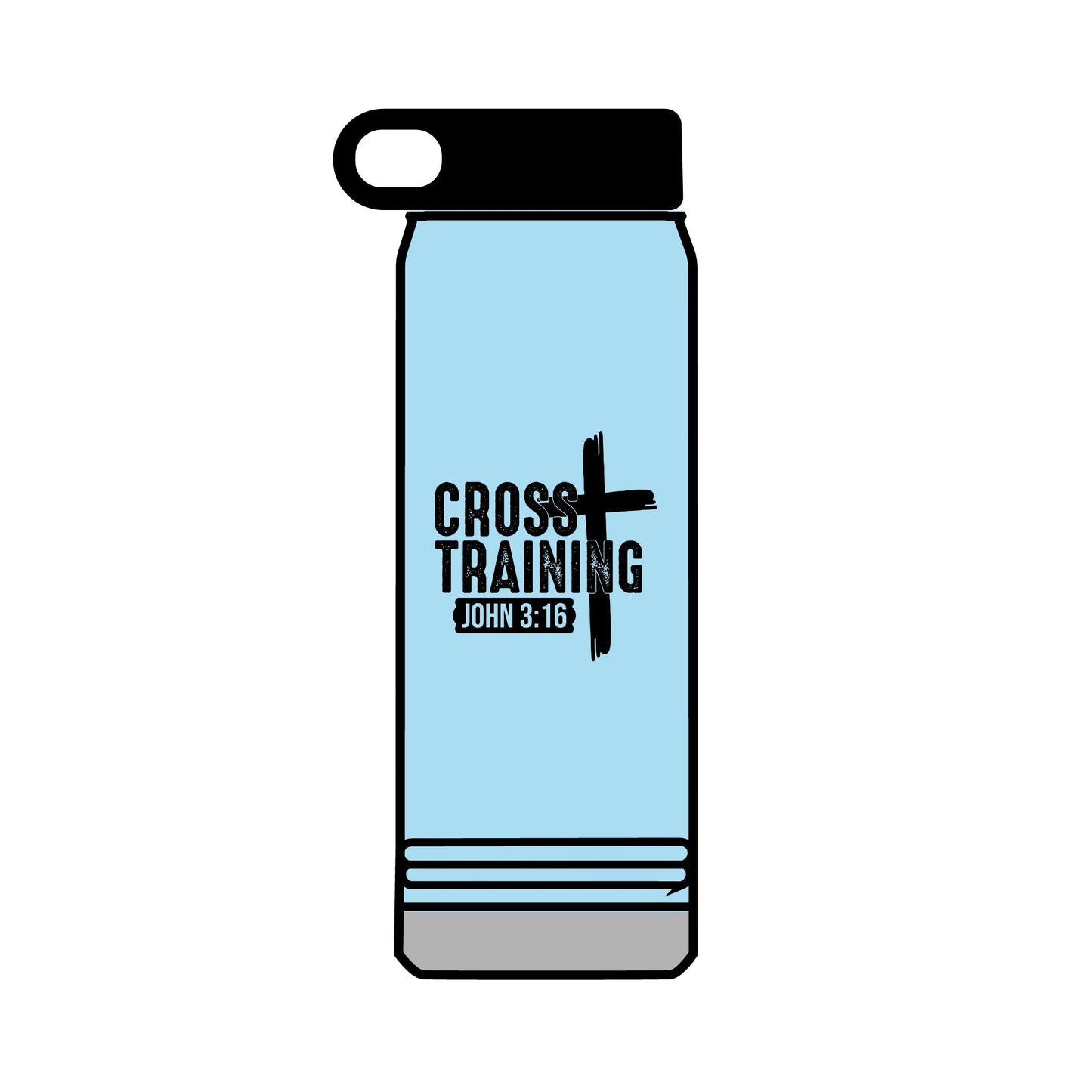 Christian Cross Training Water Bottle - John 3:16 Faith Fitness 32oz - Victory Thru Vision