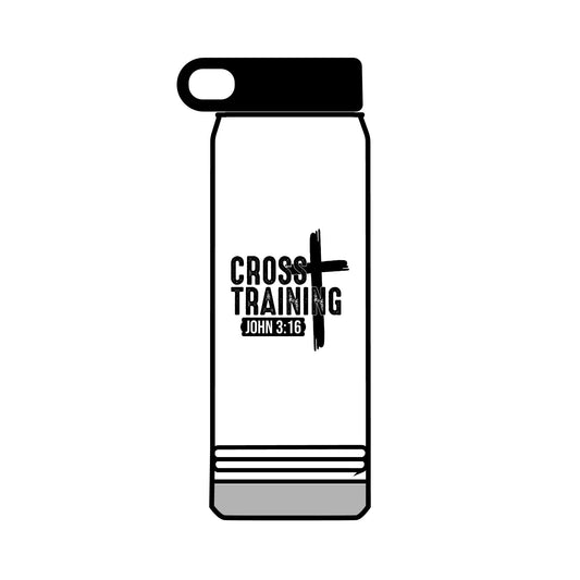Christian Cross Training Water Bottle - John 3:16 Faith Fitness 32oz - Victory Thru Vision