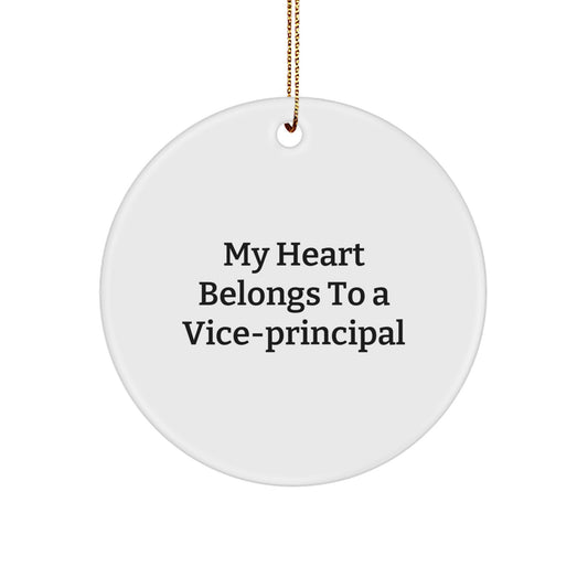 Funny Vice-principal Gifts from Friends for Vice-principal Love Circle Ornament, My Heart Belongs To A Vice-principal Christmas Unique Gifts - Image 1