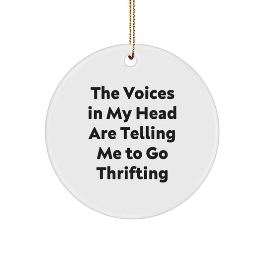 Funny Thrifting Gifts from Friends for Men Women Thrifting Enthusiasts Circle Ornament Christmas Unique Thrifting Treasures, Thrifting Quotes, Gifts for Thrifting Lovers - Image 1