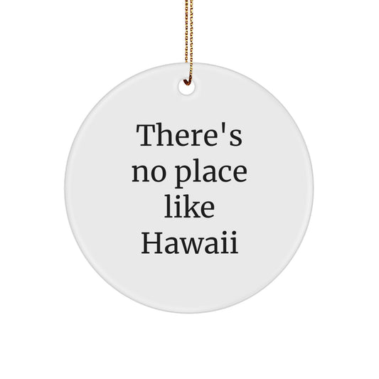 Hawaii Circle Ornament Gifts from Friends with Quote 'There's No Place Like Hawaii' for Christmas - Image 1