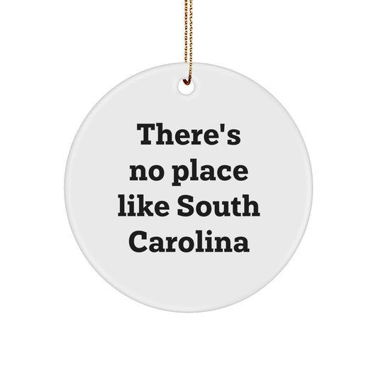 Funny South Carolina Gifts from Friends, Unique Circle Ornaments for Men and Women, There's No Place Like South Carolina Christmas Decorations - Image 1