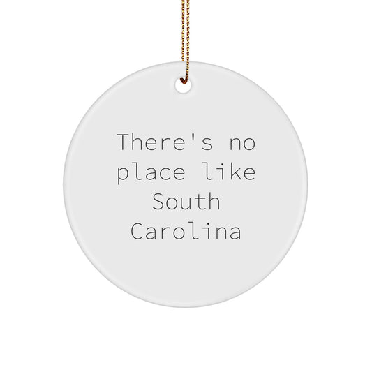 Gifts from Friends for South Carolina Enthusiasts - 'There's No Place Like South Carolina' Cute Circle Ornament, Unique Christmas Unique Gifts for Men, Women, Coworkers, Family - Image 1