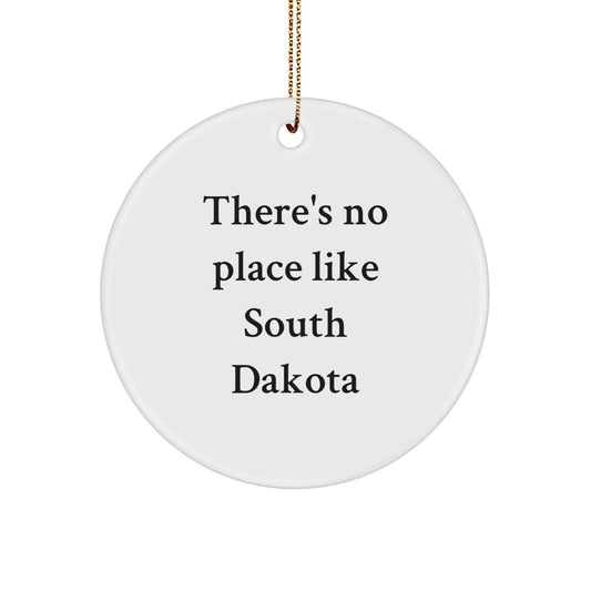 Gifts from the Heart of South Dakota, Unique Christmas Unique Gifts, There's No Place Like South Dakota Circle Ornament, South Dakota Christmas Unique Gift - Image 1