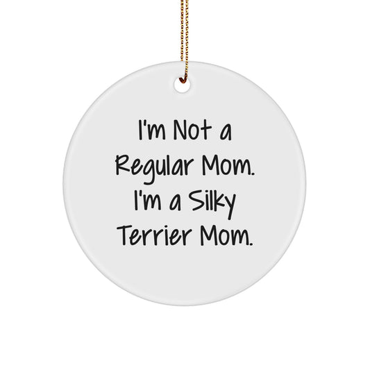 Funny Silky Terrier Dog Mom Christmas Circle Ornament Gifts for Him or Her - Image 1