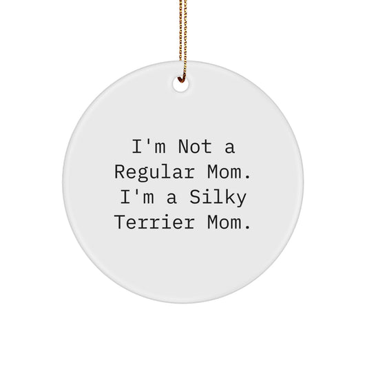 Funny Silky Terrier Dog Mom Gifts for Men or Women, Christmas Unique Circle Ornament Gifts from Mom for Silky Terrier Dog Lover - Image 1