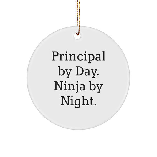 Funny Principal Gifts, Cute Circle Ornament, Principal By Day Gifts from Friends and Family for Principal Christmas Unique Gift Ideas - Image 1