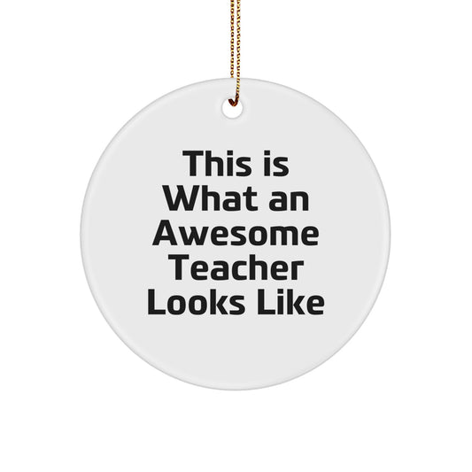 Funny Teacher Gifts for Men - Christmas Unique Circle Ornament from Friends, Coworkers, Family for Teacher's Desk, Funny Quote, Inspirational - Image 1