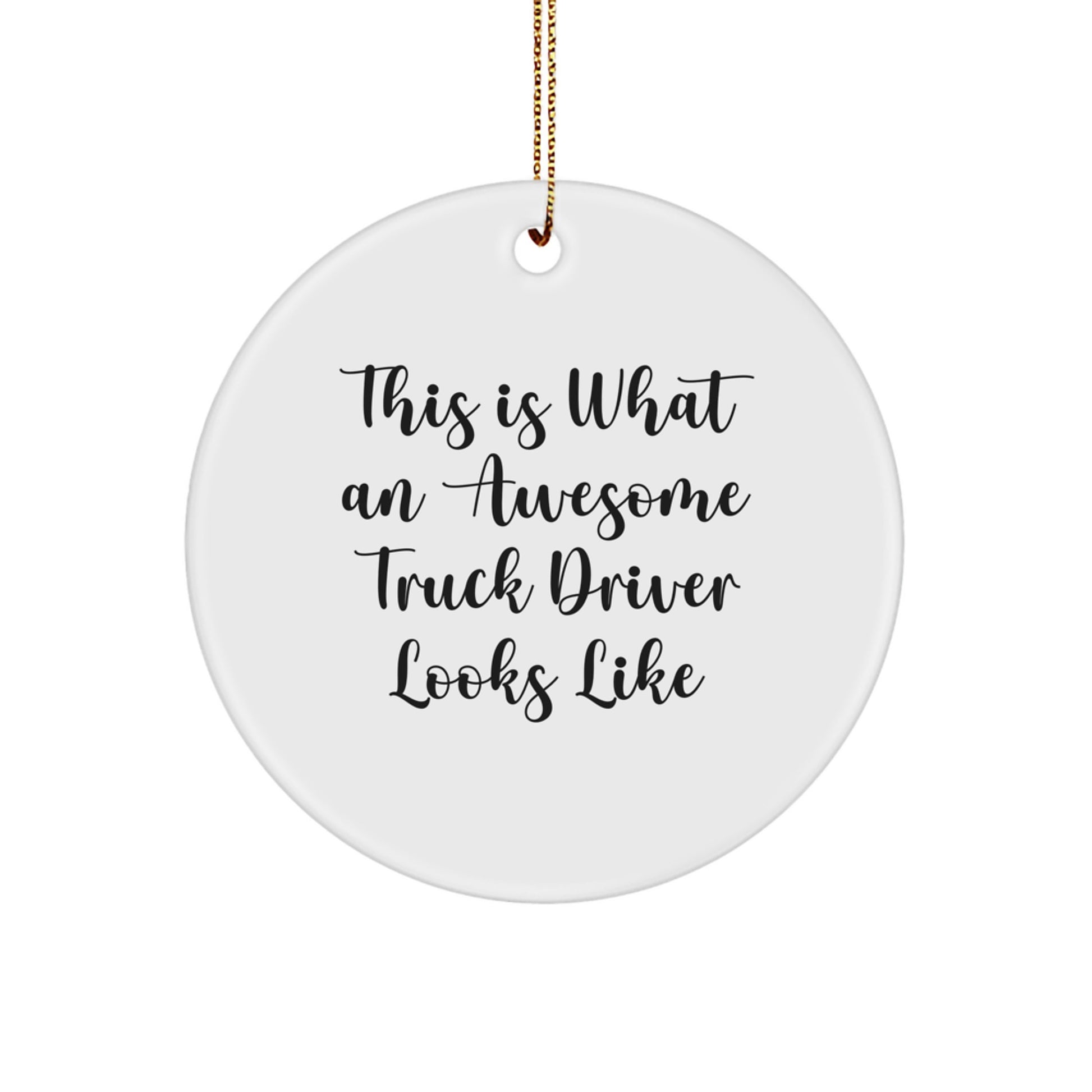 Funny Truck Driver Gifts for Men - Awesome Circle Ornament, This Is What An Awesome Truck Driver Looks Like, Gifts from Friends, Christmas Unique Decorations - Image 1