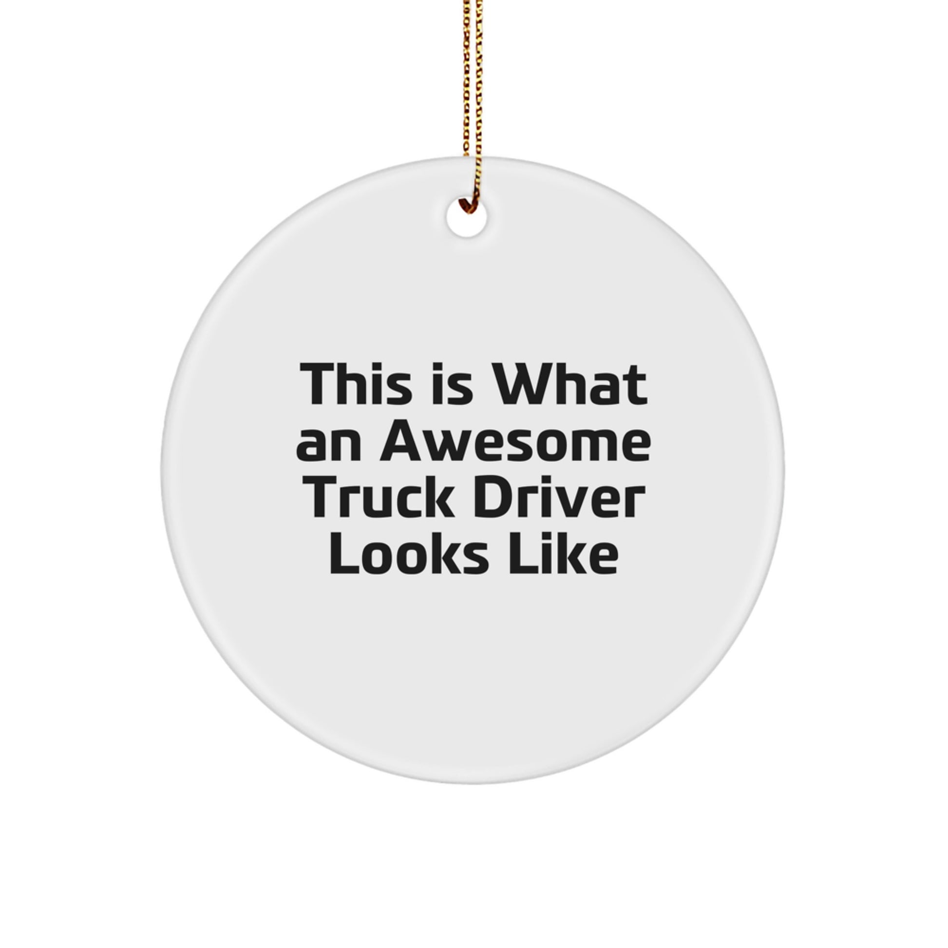 Truck Driver Gifts from Men - This Is What an Awesome 'Truck Driver' Looks Like, Unique Christmas Circle Ornament - Image 1