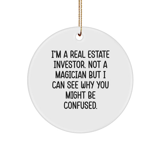 Funny Real Estate Investor Gifts from Friends - Christmas Unique Circle Ornament, Real Estate Investor Present for Men - Image 1