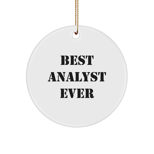 Funny Analyst Gifts from Friends, Christmas Unique Circle Ornament for Best Analyst Ever, White Circle Shaped Decoration - Image 1