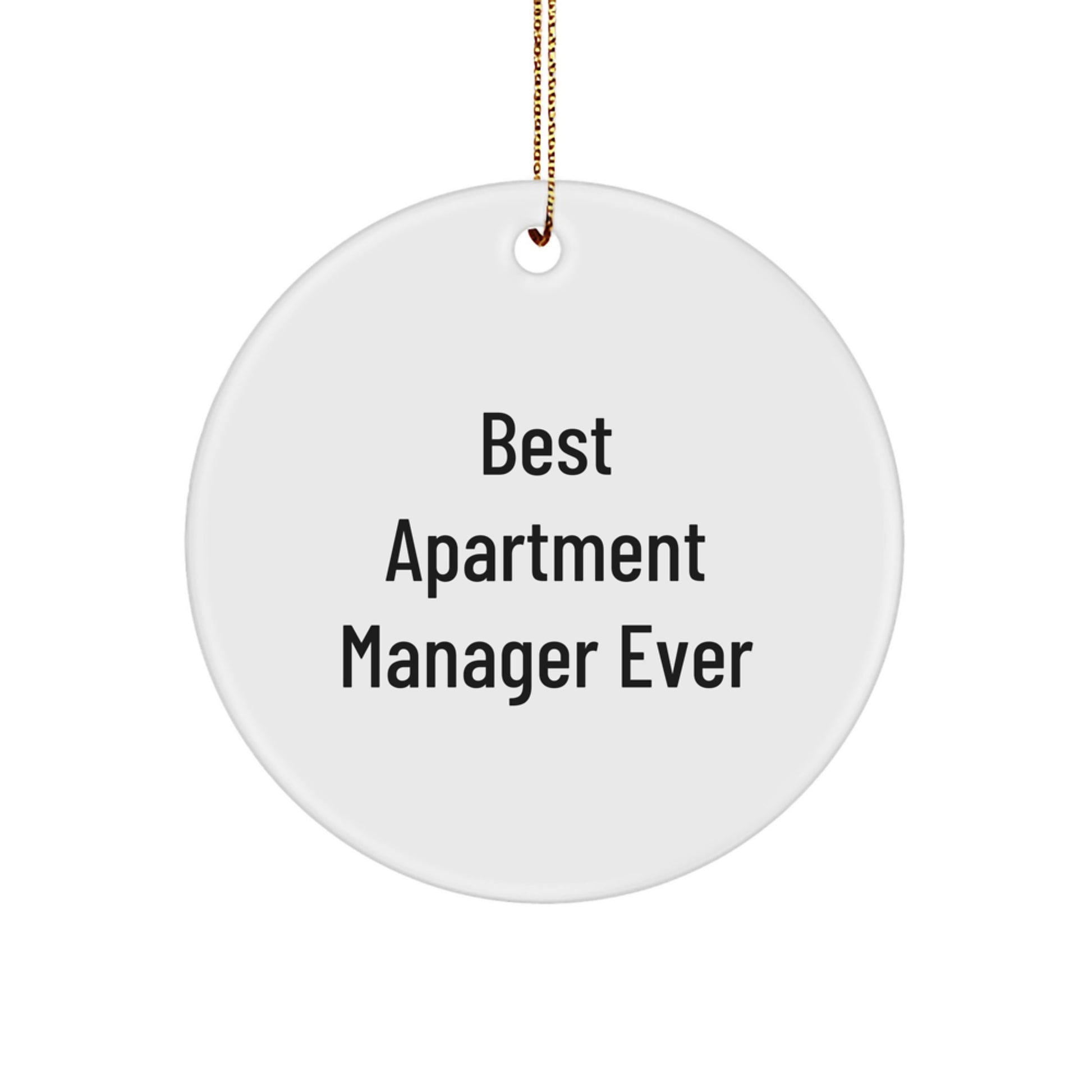 Funny Apartment Manager Gifts for Apartment Manager from Friends and Family, Best Christmas Unique Gifts for Office Decor, 'Best Apartment Manager Ever' Circle Ornament - Image 1