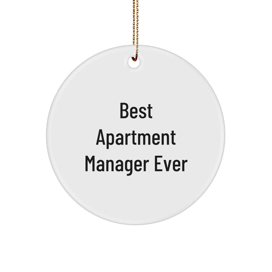 Funny Apartment Manager Gifts for Apartment Manager from Friends and Family, Best Christmas Unique Gifts for Office Decor, 'Best Apartment Manager Ever' Circle Ornament - Image 1
