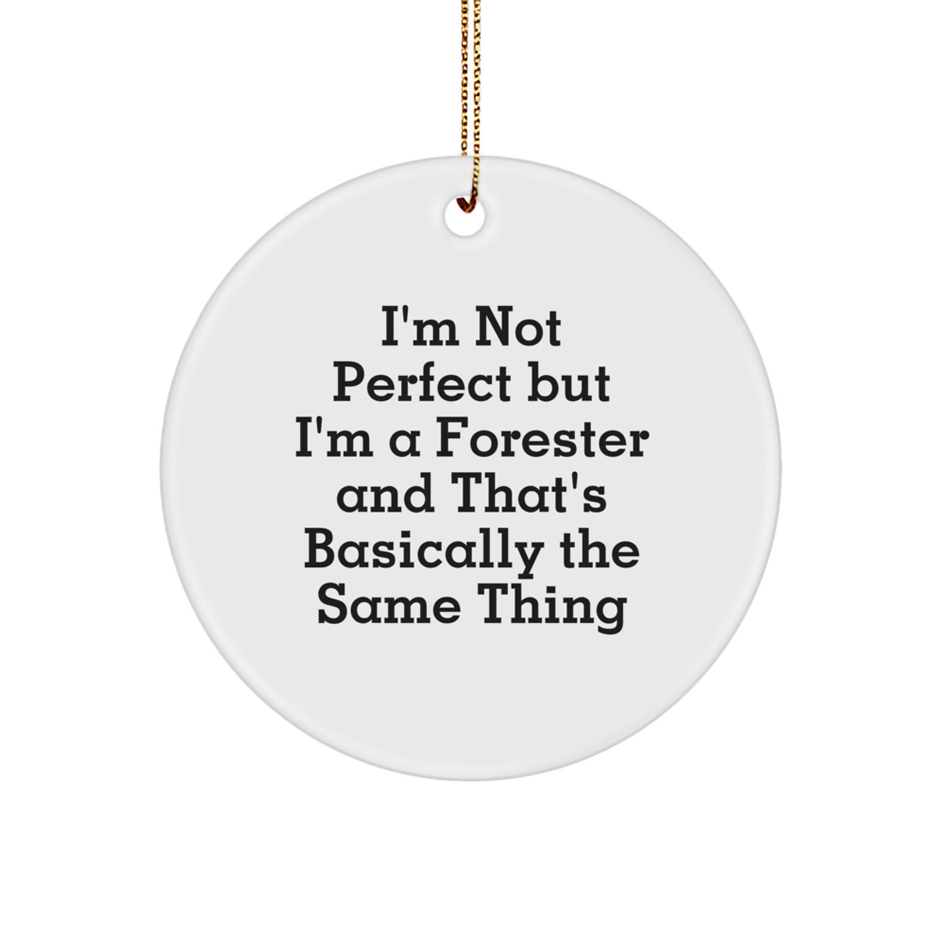 Funny Forester Gifts from Friends Christmas Unique Ornament Circle 'I'm Not Perfect But I'm A Forester' Decor - Image 1