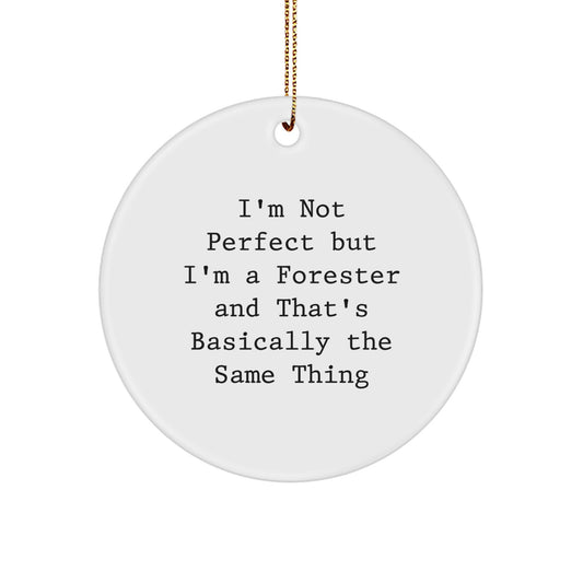 Funny Forester Circle Ornament Gifts for Men from Friends, Unique Christmas Unique Gifts for Foresters, 'I'm Not Perfect But I'm A Forester And That's Basically The Same Thing' Decor - Image 1