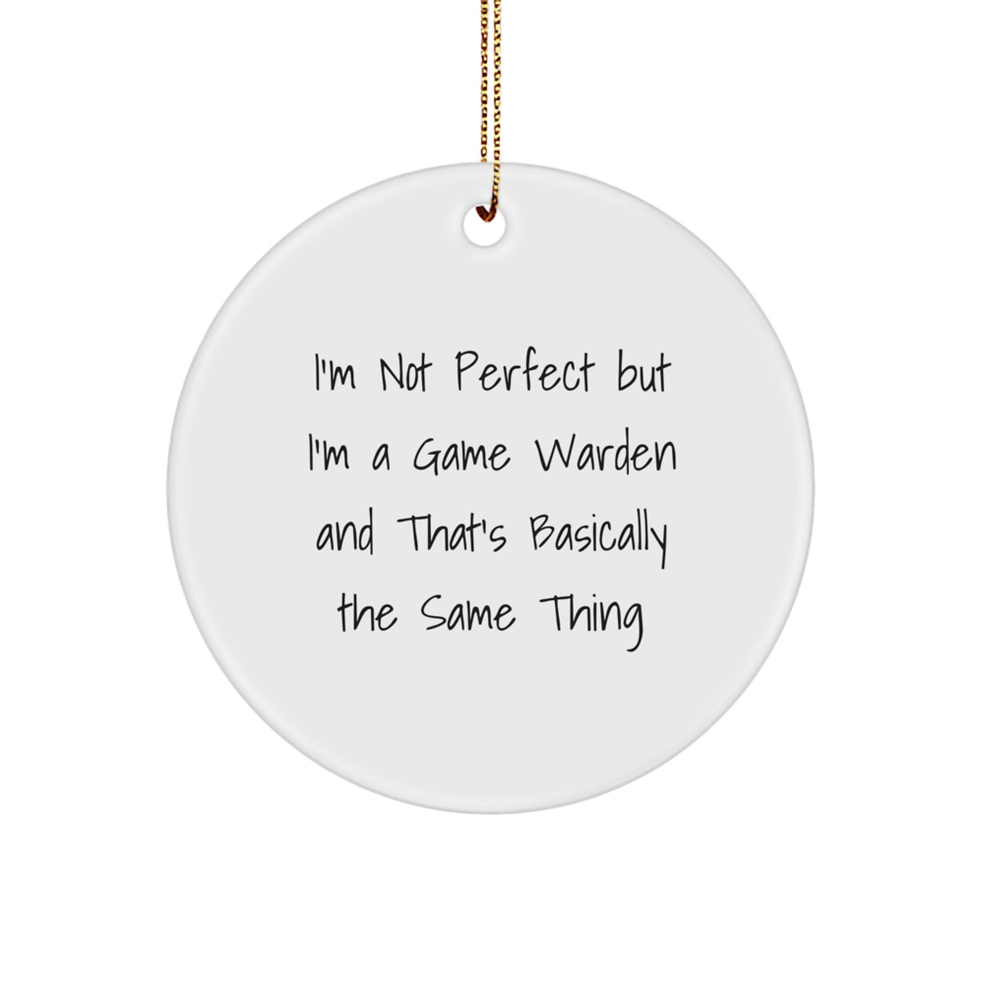 Funny Game Warden Gifts from Men to Family - I'm Not 'Perfect' Circle Ornament, Christmas Unique Decorations for Homes - Image 1