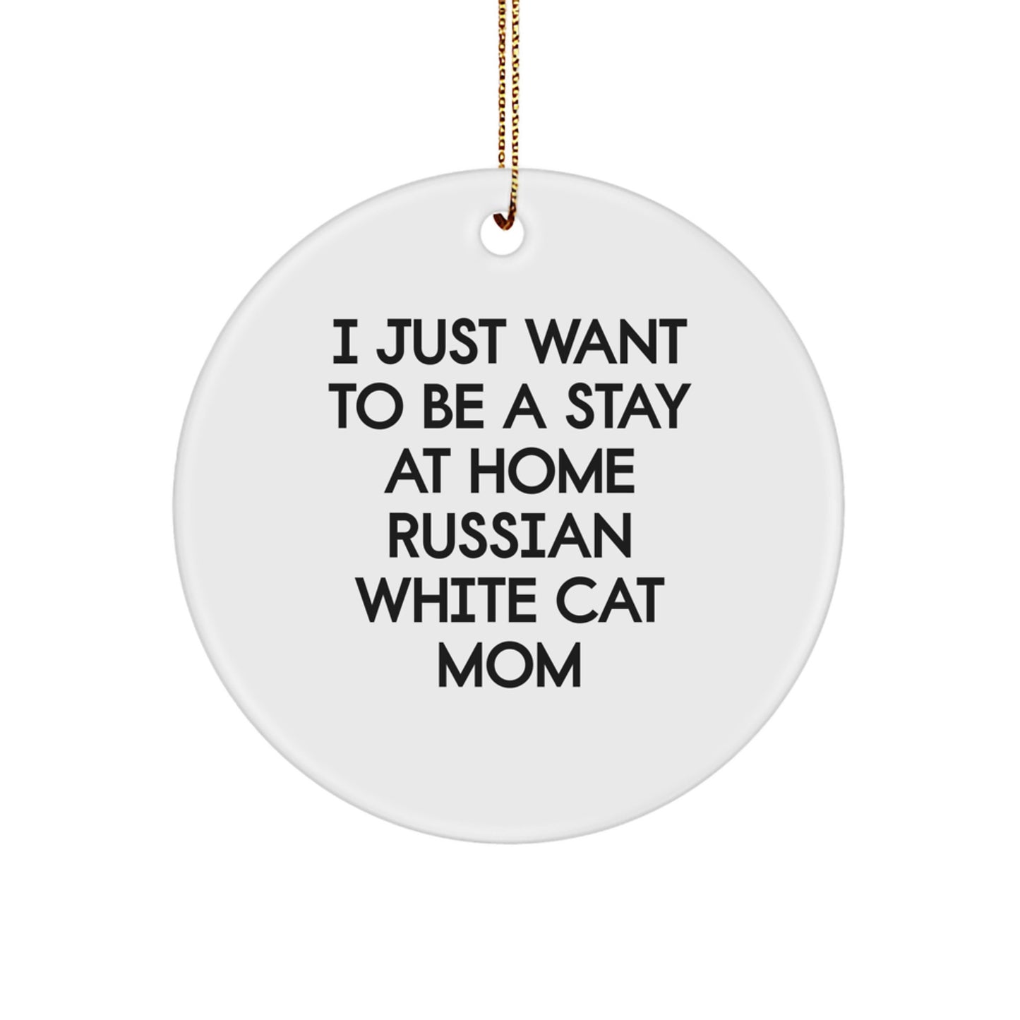 Funny Russian White Cat Mom Gifts from Friends for Christmas Circle Ornament - Image 1