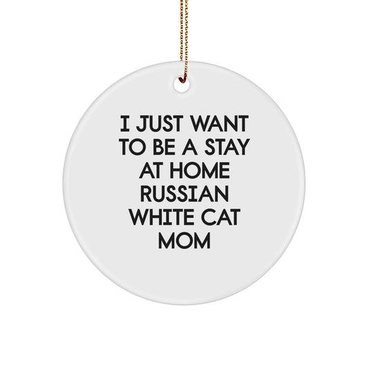 Funny Russian White Cat Mom Gifts from Friends for Christmas Circle Ornament - Image 1