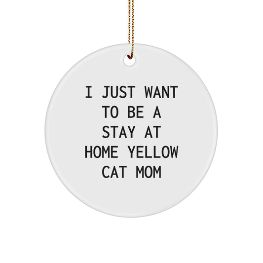 Funny Yellow Cat Mom Christmas Circle Ornament Gifts from Friends for Family - Image 1
