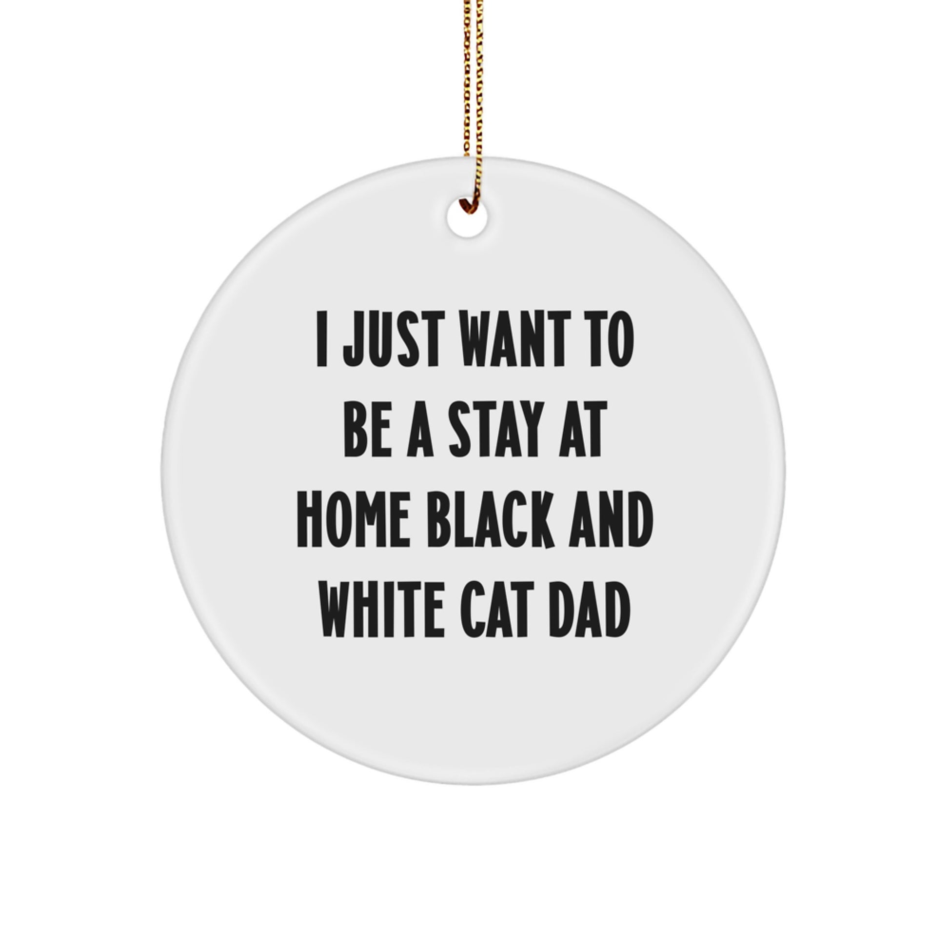 Funny Black and White Cat Enthusiast Gifts for Dad Christmas Circle Ornament from Men - Image 1