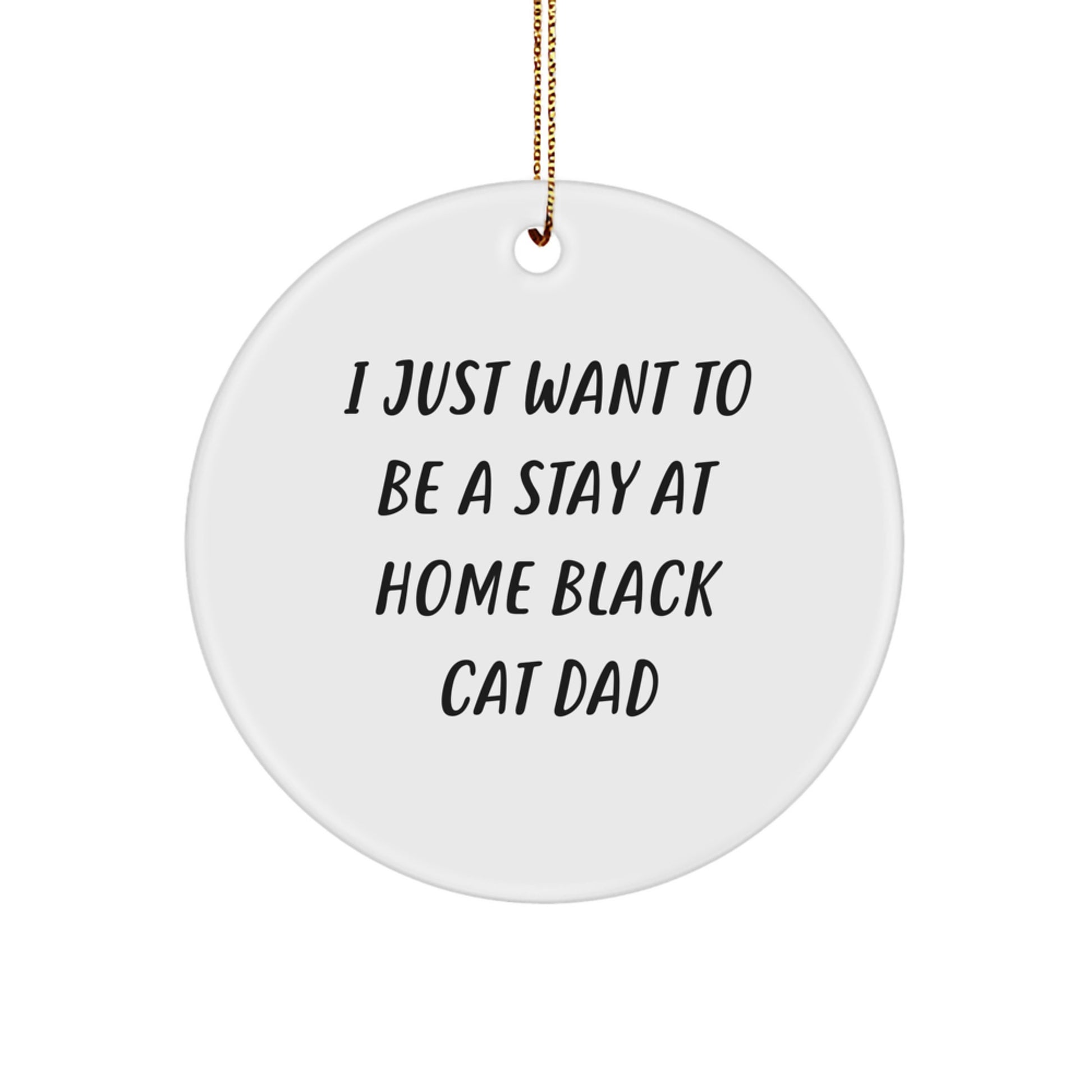Funny Black Cat Circle Ornament Gifts for Black Cat Dad - 'I Just Want To Be A Stay At Home Black Cat Dad' Christmas Unique Gifts from Men to Family - Image 1