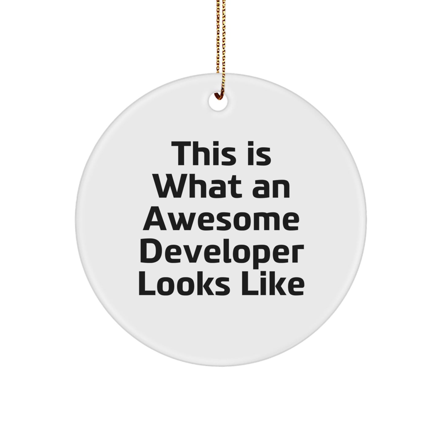 Developer Funny Mugs and Gifts from Friends for Developers, Christmas Unique Circle Ornament for Techies, This Is What an Awesome Developer Looks Like - Image 1