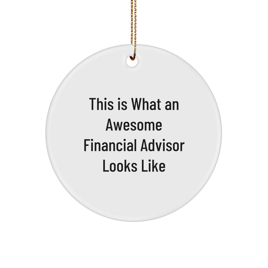 Funny Financial Advisor Gifts from Friends, Circle Ornament This Is 'What An Awesome Financial Advisor Looks Like', Unique Christmas Decorations for Men, Women, Coworkers, Family - Image 1