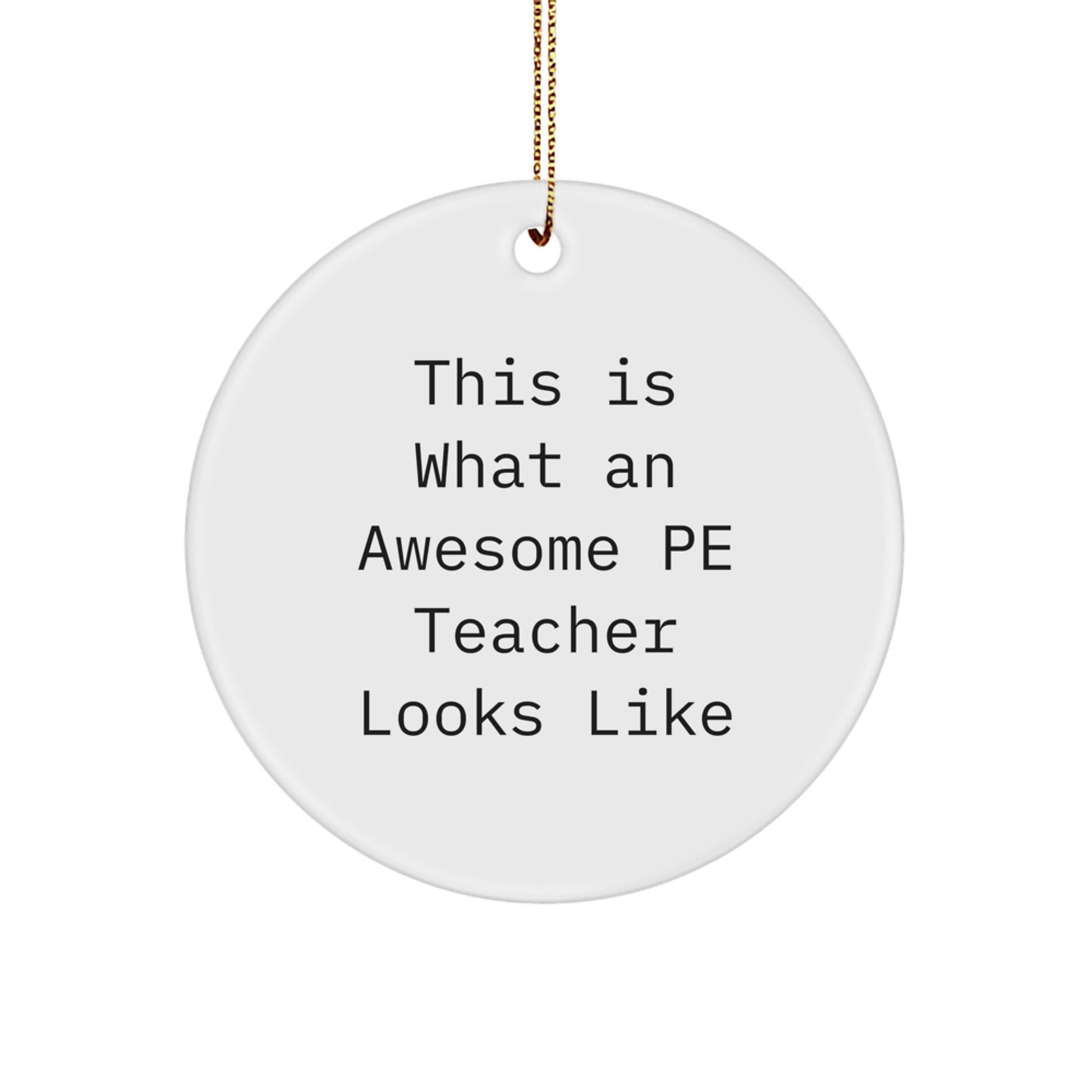 Funny PE Teacher Gifts from Friends, Inspirational Quote Circle Ornament for PE Teacher, Unique Christmas Unique Gift Ideas for Her - Image 1