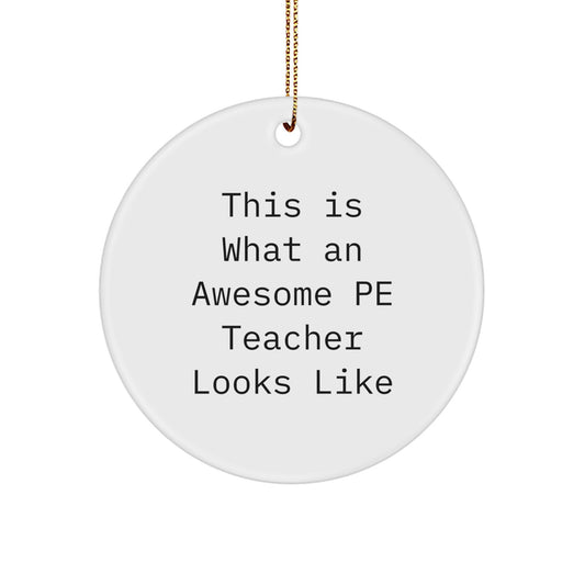 Funny PE Teacher Gifts from Friends, Inspirational Quote Circle Ornament for PE Teacher, Unique Christmas Unique Gift Ideas for Her - Image 1
