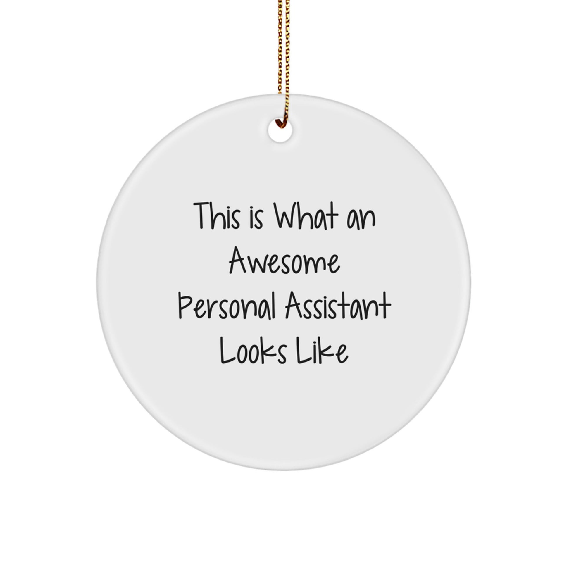 Gifts from Friends, Family, or Coworkers for the Awesome Personal Assistant - 'This Is What An Awesome Personal Assistant Looks Like' Circle Ornament for Christmas - Image 1