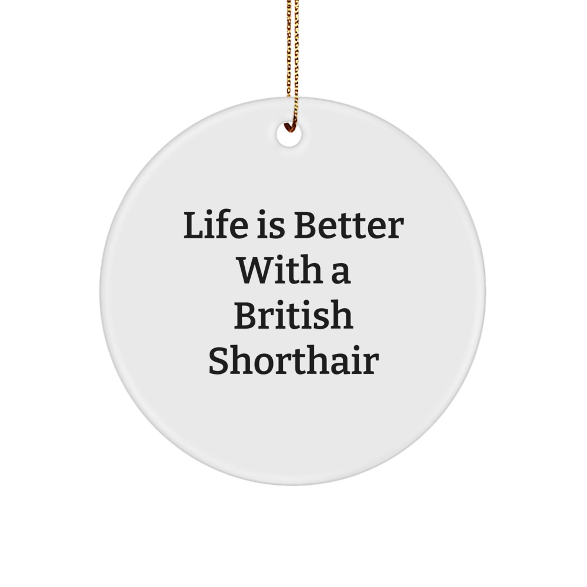 British Shorthair Cat Lover Gifts from Friends to Family, Circle Ornament with Quote 'Life Is Better With A British Shorthair', Perfect for Christmas Unique Gifts - Image 1