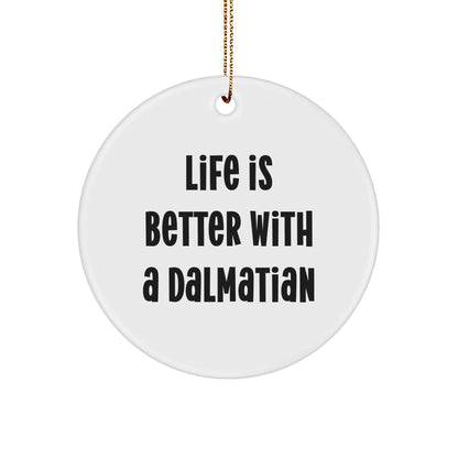 Funny Dalmatian Dog Gifts from Friends, Dalmatian Dog Lover Christmas Unique Gifts, Circle Ornament - Image 1
