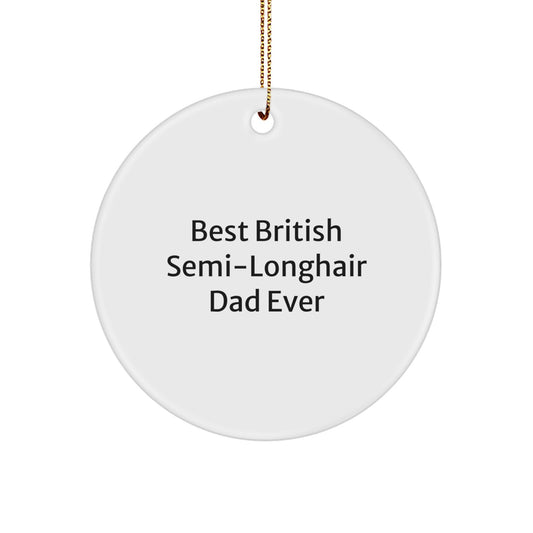 British Semi-Longhair Cat Dad Gifts, Circle Ornament for Christmas, Funny Quote 'Best British Semi-longhair Dad Ever', Gifts from Mom for British Semi-Longhair Cat - Image 1