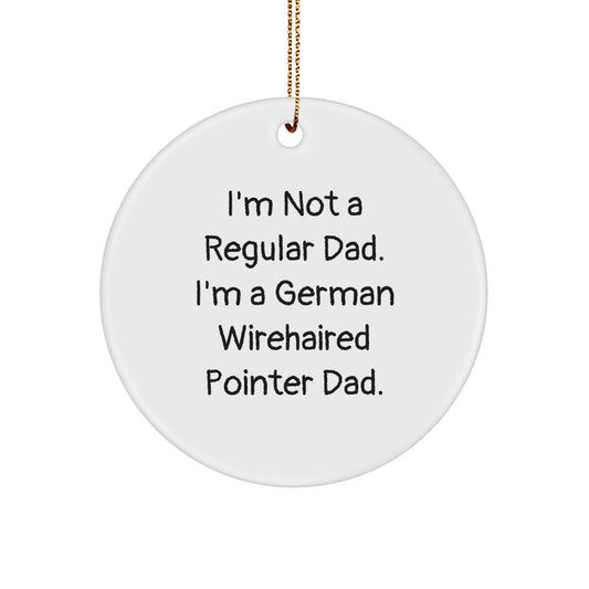 German Wirehaired Pointer Dad Christmas Circle Ornament, Funny Gifts for Men, Unique Presents for Friends, Family - Image 1
