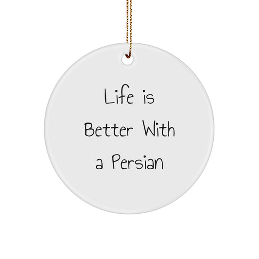 Funny Persian Cat Circle Ornament - Life Is Better With A Persian, Christmas Unique Gifts for Men, Women, Family, Friends, Coworkers from Daughter, Son, Family Member - Image 1