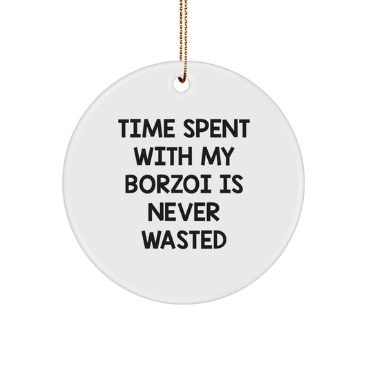 Borzoi Dog Lovers' Delight, Funny Quote Circle Ornament Gifts from Family for Christmas - Image 1