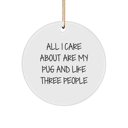 Pug Dog Lovers Gifts from Friends, Circle Ornament with Funny Quote, Christmas Unique Gifts for Men, Women, Family, Pug Dog Enthusiasts - Image 1