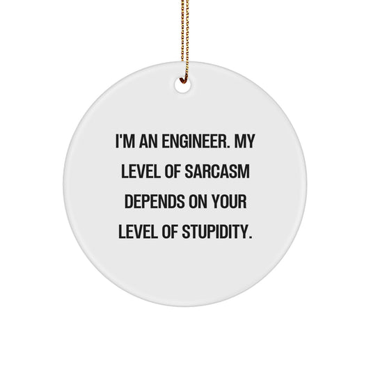 Funny Engineer Gifts from Friends, Christmas Unique Circle Ornaments for Men, Women, Coworkers, Humorous Quote, Sarcastic Sarcasm - Image 1