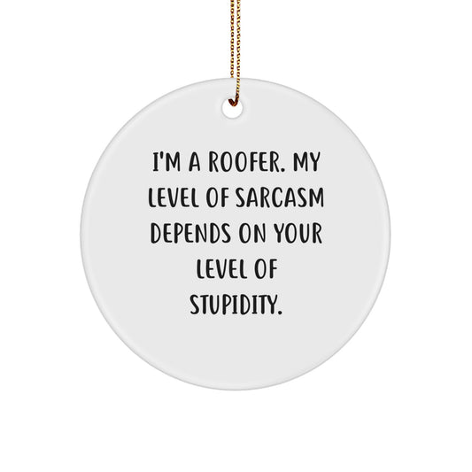 Funny Roofer Gifts from Friends, Unique Circle Ornament for Men, I'm A Roofer Sarcasm Level Gift Ideas for Christmas - Image 1