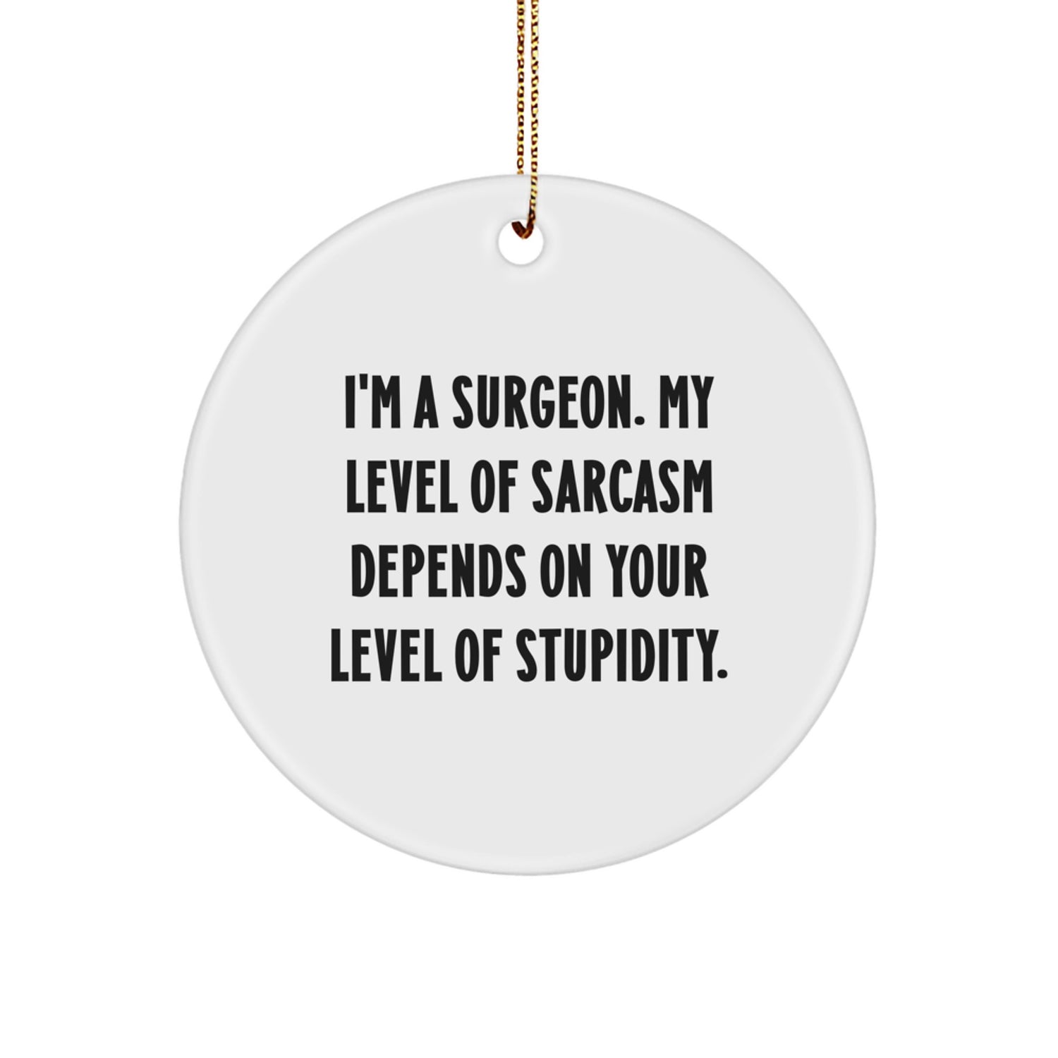 Funny Surgeon Gifts from Family, Friends, or Coworkers - I'm A Surgeon Sarcasm Level Circle Ornament for Christmas Decorations - Surgeon Present for Men or Women - Image 1