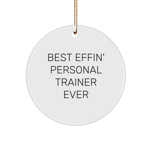 Funny Personal Trainer Gifts from Friends for Christmas Unique Circle Ornament Best Effin' Personal Trainer Ever - Image 1