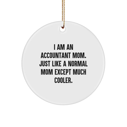 Funny Accountant Gifts for Mom, I Am An Accountant Mom, Circle Ornament Christmas Unique Presents from Family - Image 1