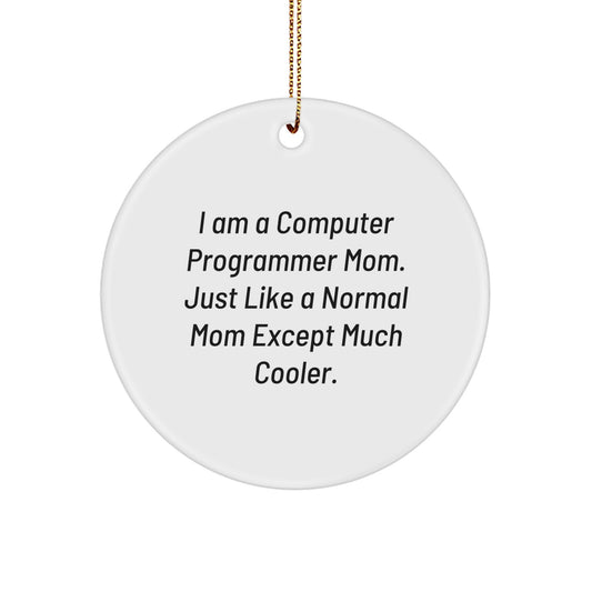Funny Computer Programmer Mom Gifts for Computer Programmer Friends, Circle Ornament Christmas Unique Gifts from Mom to Computer Programmer Family - Image 1