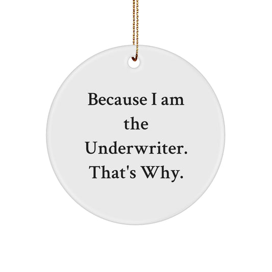 Funny Underwriter Gifts for Men, Circle Ornament Because I Am The Underwriter That's Why Gifts from Friends - Image 1