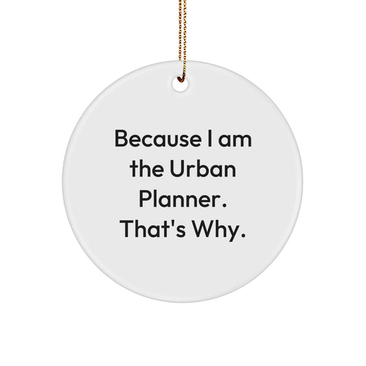 Urban Planner Circle Ornament Funny Quote Gifts for Friends from Men, Christmas Unique Gifts, Because I Am The Urban Planner That's Why - Image 1