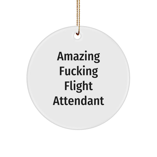 Funny Flight Attendant Gifts from Men to Coworkers, Christmas Unique Circle Ornament - Image 1
