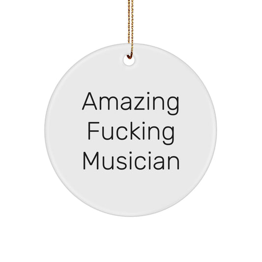 Funny Musician Christmas Unique Gifts from Friends for Musicians Unique Circle Ornament - Image 1